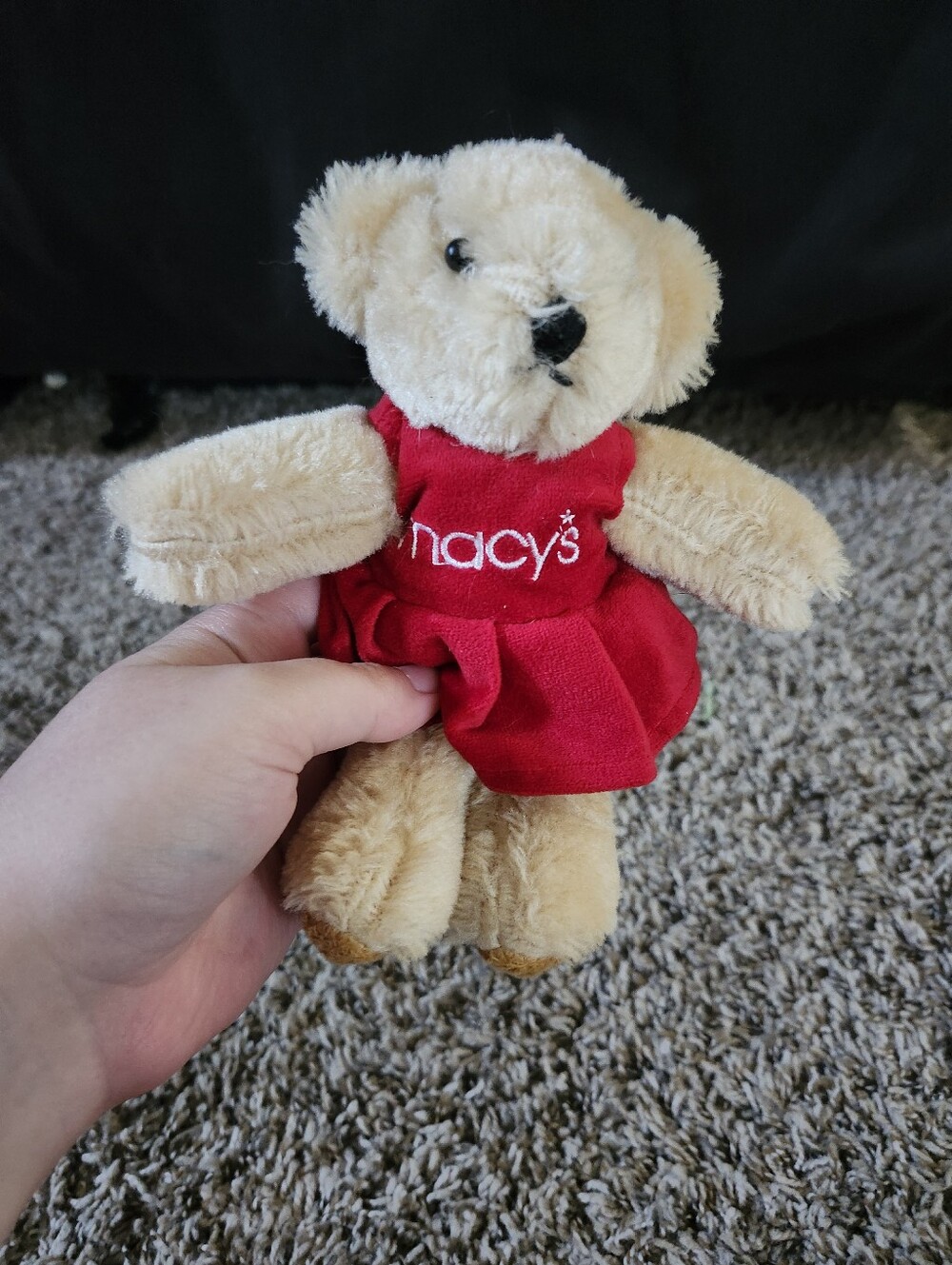 Macy's Beige Plush Bear with Red Dress